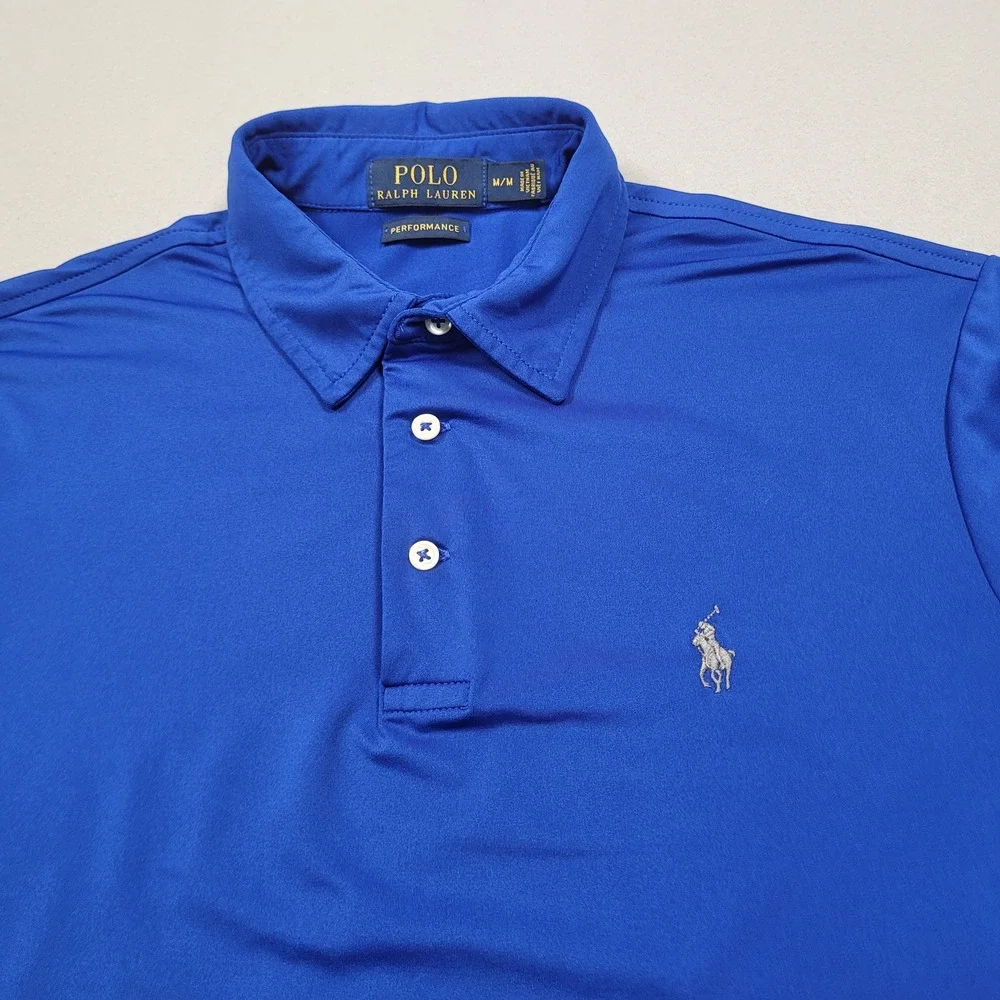Polo Ralph Lauren Mens Performance Polo Shirt Blue Short Sleeve Medium